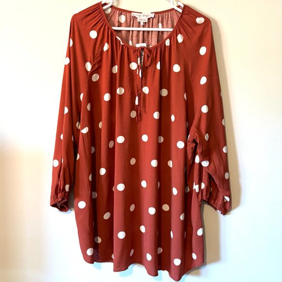 NWT Terracotta/Burnt Orange Polka Dot Shirt 2X Plus - Picture 1 of 7